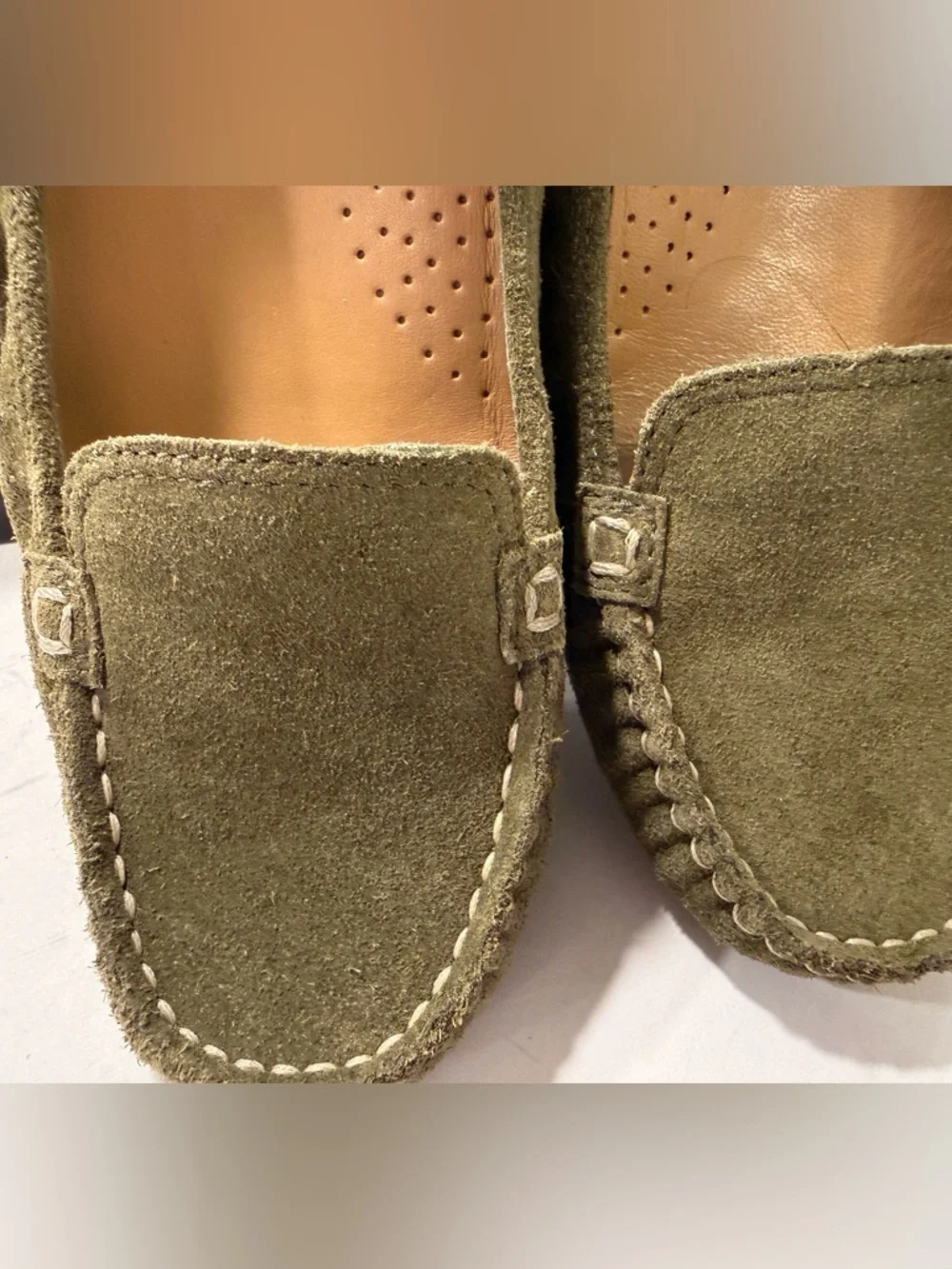 Cole Haan NikeAir Collab Candyce Green Suede Loafers Sz 7 Box Flats Moccasin